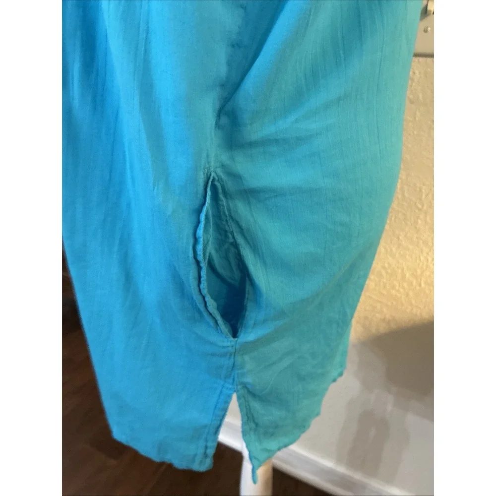 Lauren Ralph Lauren Turquoise Cotton Swim Coverup Tunic Small 100% Cotton